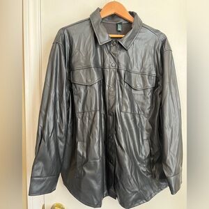 Wild Fable faux leather black jacket size large NWT
